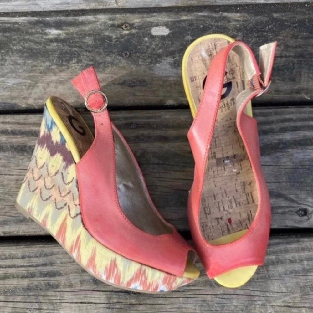 G BY GUESS CORAL WEDGE SANDAL SHOE CORAL WOMENS 7 M